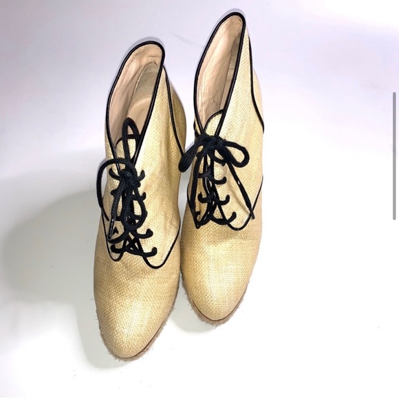 NWOT Loeffler Randal Nadia Raffia Booties - Picture 5 of 5